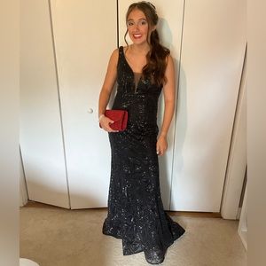 Black Sequin Splash Prom Dress - Size 6